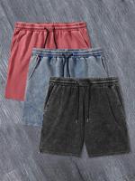 Men's Solid Color / Letter Graphic Print Denim-effect Print Drawstring Waist Shorts,, Regular Fit Casual Street Comfy Breatha...