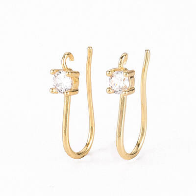Brass Micro Pave Clear Cubic Zirconia Earring Hooks