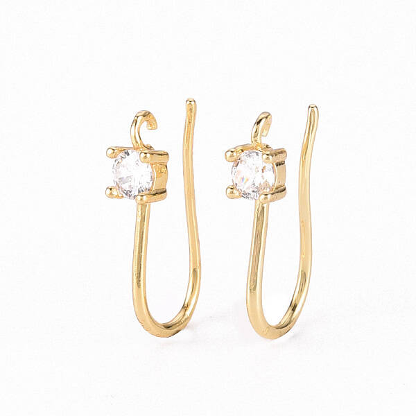 Brass Micro Pave Clear Cubic Zirconia Earring Hooks