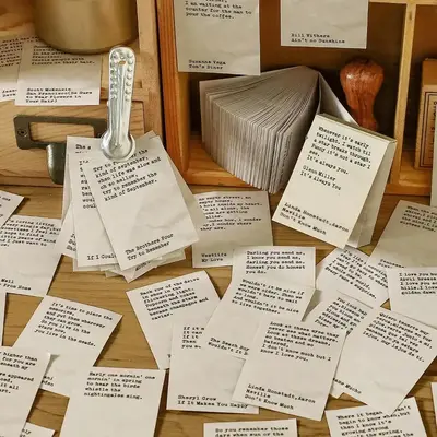 English Word List for Scrapbooking, 100pcs/pack DIY Material Paper, Vintage Decorative Cards for Students Bedroom Dormitory