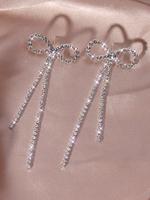 Women's 1 Pair Rhinestone & Bow Design Dangle Earrings, Elegant All-match Jewelry for Girls Gift, Female Classic Fashion Acce...