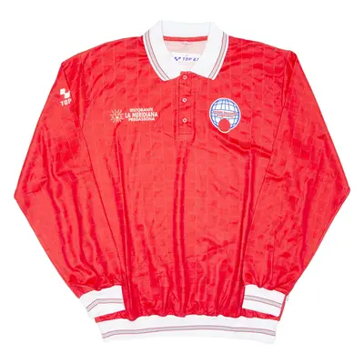 Mens Polo Shirt Red Long Sleeve XL