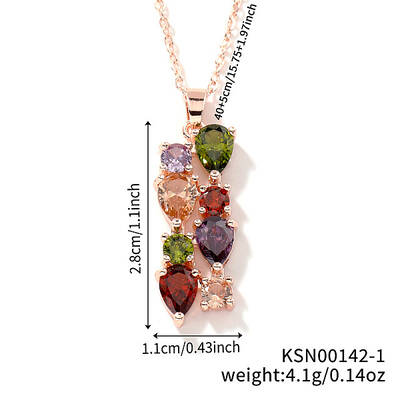 Brass Cubic Zirconia Long Tassel Pendant Necklaces for Fashionable Statement Style