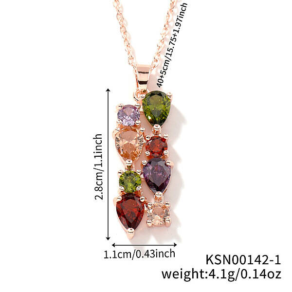 Brass Cubic Zirconia Long Tassel Pendant Necklaces for Fashionable Statement Style