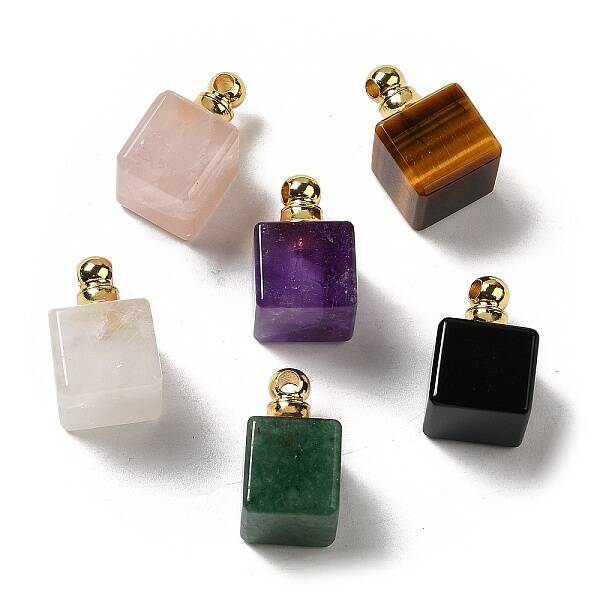 Natural Mixed Gemstone Perfume Bottle Pendants