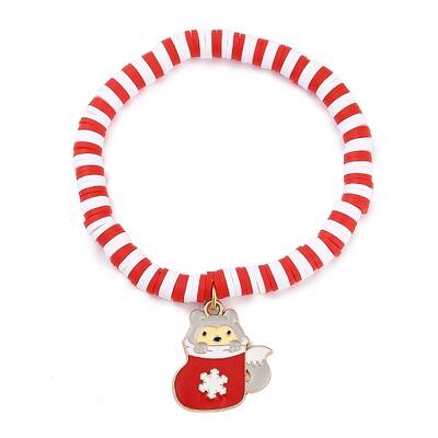 Elegant Christmas Handmade Polymer Clay Heishi Beaded Stretch Bracelets