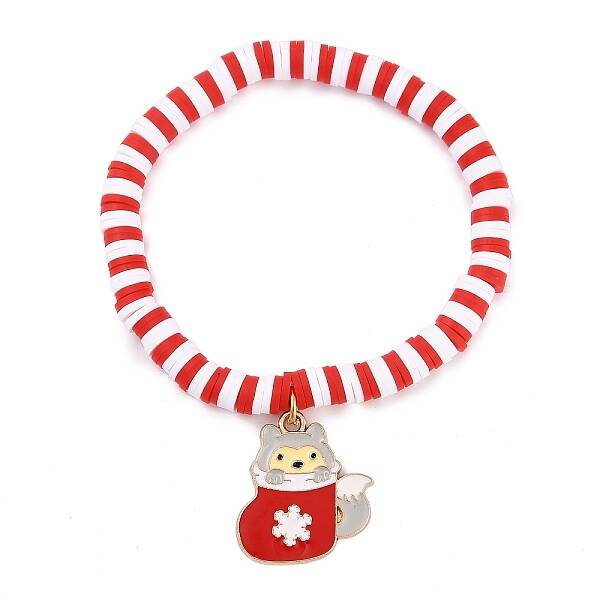 Elegant Christmas Handmade Polymer Clay Heishi Beaded Stretch Bracelets