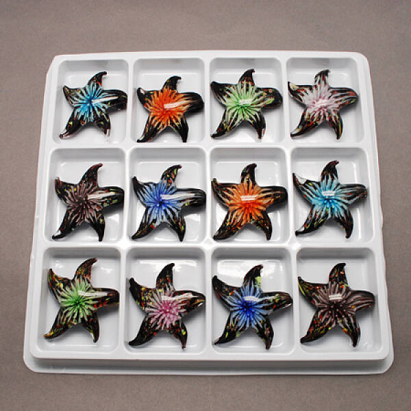 Handmade Gold Sand Lampwork Pendants