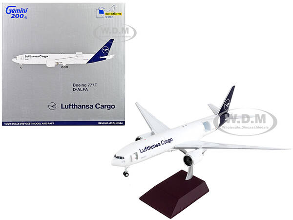 Boeing 777F Commercial Aircraft Lufthansa Cargo White with Blue Tail Gemini 200 - Interactive Series 1/200 Diecast Model Airp...
