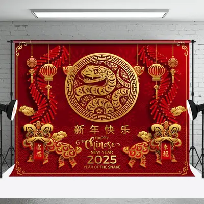 Aperturee Snake Chinese New Year Red Spring Festival Backdrop