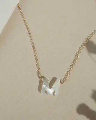 Dawn Initial Necklace | Metal Color: Solid 14K Gold | Style: M