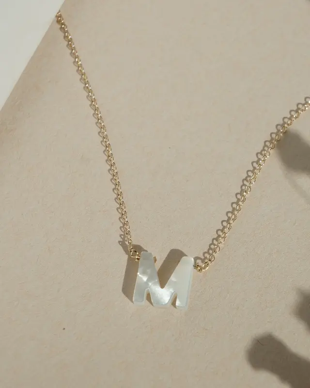 Dawn Initial Necklace | Metal Color: Solid 14K Gold | Style: M