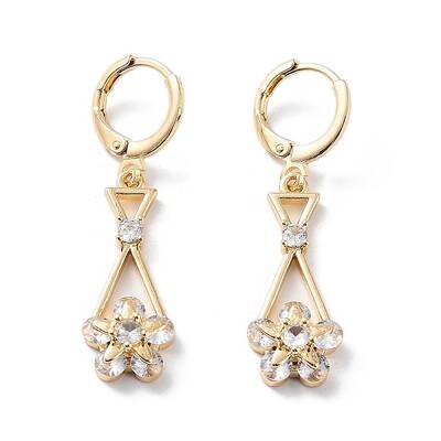 Rack Plating Golden Brass Dangle Leverback Earrings