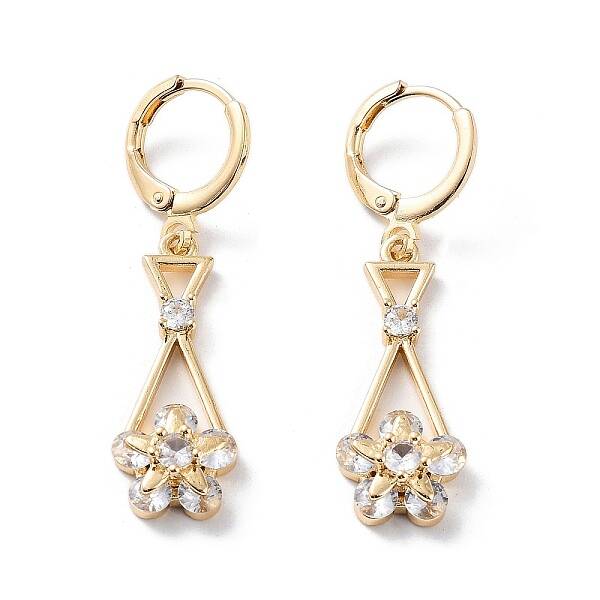 Rack Plating Golden Brass Dangle Leverback Earrings