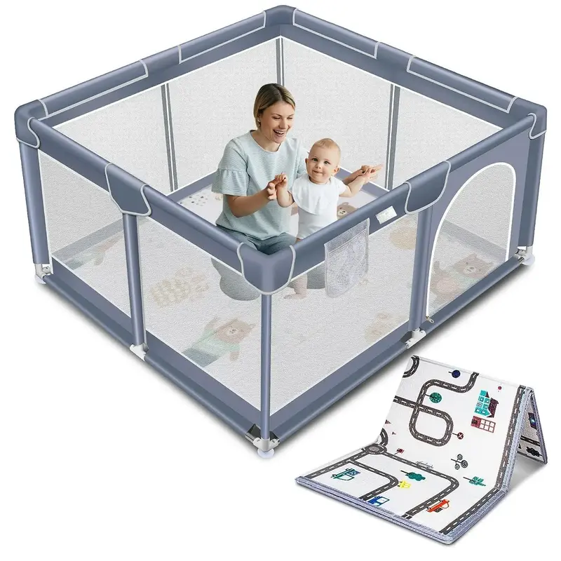 【Clearance Sale】Baby Playpen with Anti-Slip Mat, Indoor&Outdoor Playard Kids Activity Center with Gate,Sturdy&Safety Baby...