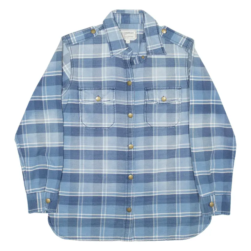 Worker Shirt Blue Check Long Sleeve Womens S