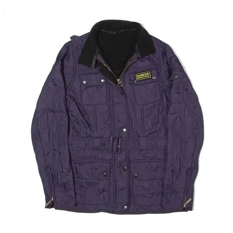 BARBOUR INTERNATIONAL Fleece Lined Quilted Jacket Purple Womens UK 6