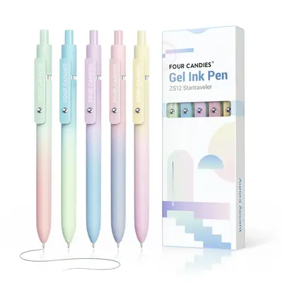 Fourcandies 6pcs(0.5mm)/5pcs(0.7mm) Pens Black Ink Gel Pens Medium Point 0.5/0.7mm Pen Smooth Writing High-End Series Pens fo...