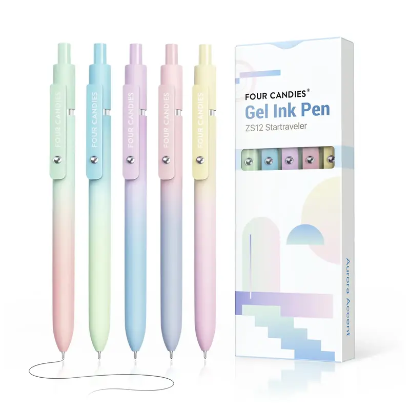 Fourcandies 6pcs(0.5mm)/5pcs(0.7mm) Pens Black Ink Gel Pens Medium Point 0.5/0.7mm Pen Smooth Writing High-End Series Pens fo...