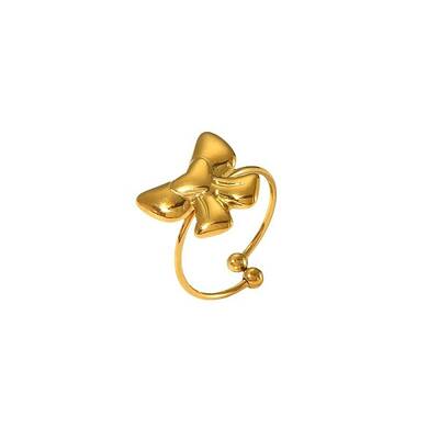 Elegant Stainless Steel Bowknot Cuff Rings for Women