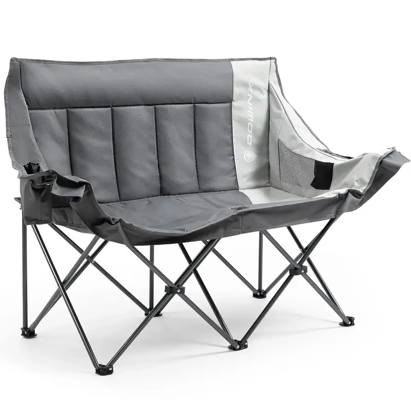 Dowinx Camping Double Chair Pro, Folding Outdoor Recliner with Side Pockets, Soft Seat, Camping Sofa, Maximum Load Capacity 4...