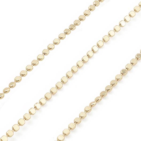 Brass Flat Round Beaded Ball Chains