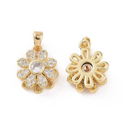 Rotatable Brass Micro Clear Pave Cubic Zirconia Charms