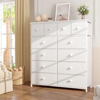 RaybeeFurniture 12 Drawer Fabric Dresser for Bedroom, Tall Dresser with Wooden Top& Metal Frame, Chest of Drawer Organizer, S...