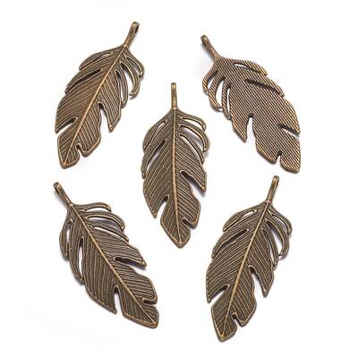 Tibetan Style Alloy Leaf Big Pendants