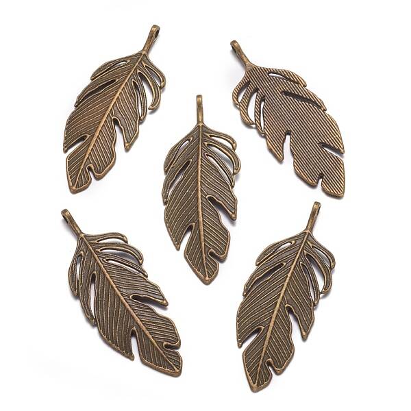 Tibetan Style Alloy Leaf Big Pendants