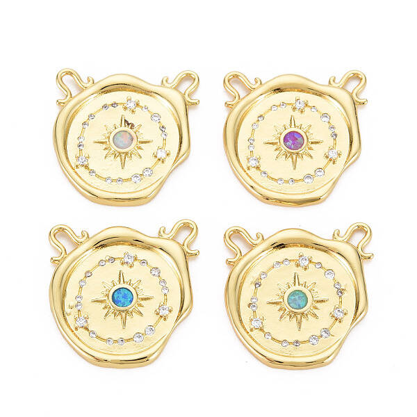 Brass Clear Cubic Zirconia Links Connectors