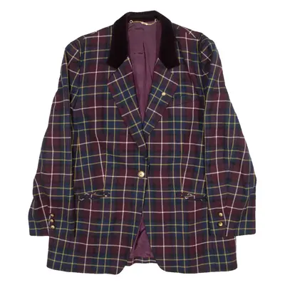 Womens Blazer Coat Maroon Wool Check M