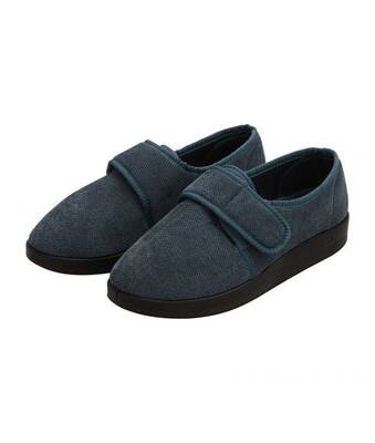 Silverts Men's Antimicrobial Adjustable Wide Slippers - Black - 8