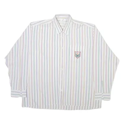 LA GRENOUILLE Mens Shirt White Striped Long Sleeve XL