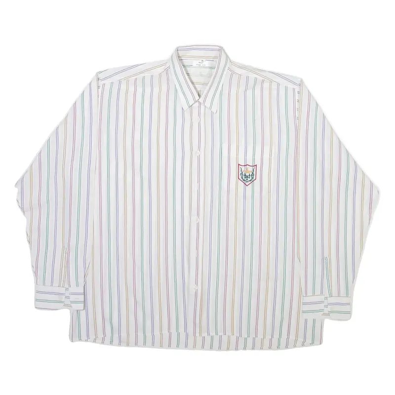 LA GRENOUILLE Mens Shirt White Striped Long Sleeve XL
