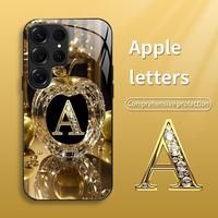 Suitable for [Galaxy S25 Ultra] New high-end letter glass mobile phone case New business simple metal paint electroplated gla...