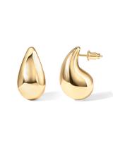 PAVOI 14K Gold Plated 925 Sterling Silver Post Teardrop Chunky Hoop Earrings | Lightweight Drop Earrings for Women | 22mm and...