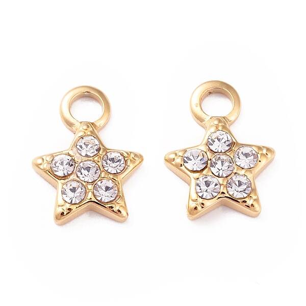 304 Stainless Steel Rhinestone Charms