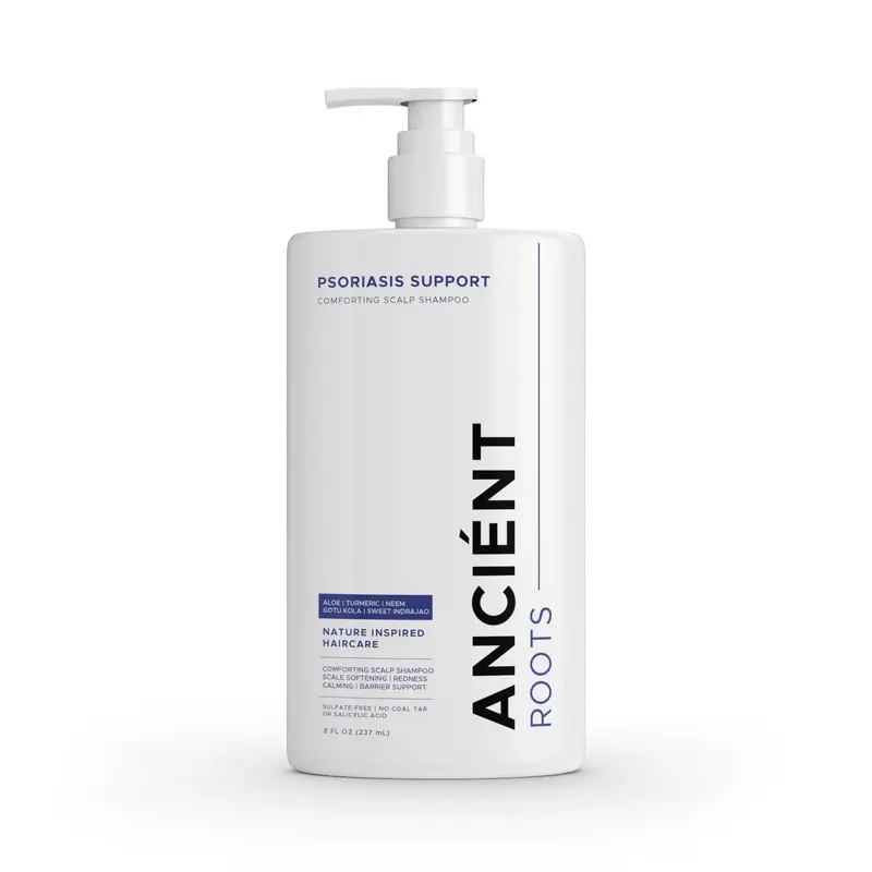 Ancient Roots Psoriasis Support Shampoo for Dry Flaky Scalp, Comforting Scalp Shampoo with Aloe Vera, Turmeric, Neem, Gotu Ko...