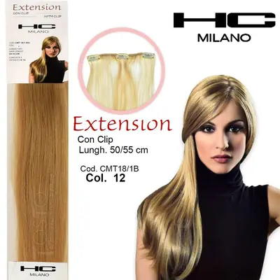Hc milano extension 3 clips no remy width 14-16cm length 50cm col.12