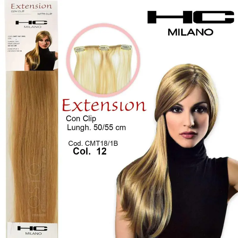 Hc milano extension 3 clips no remy width 14-16cm length 50cm col.12