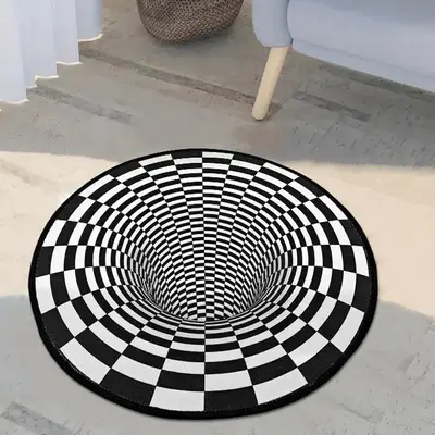 3D Vortex Vision Pattern Round Rug, 1 Count Non-slip Area Rugs, Decorative Carpet For Living Room Bedroom Kitchen