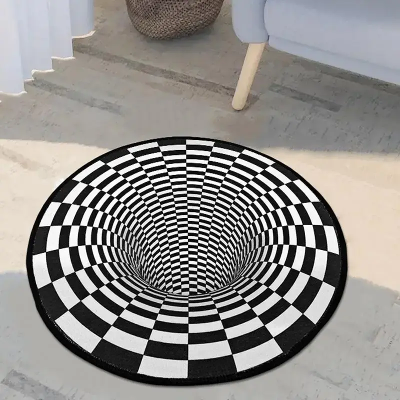 3D Vortex Vision Pattern Round Rug, 1 Count Non-slip Area Rugs, Decorative Carpet For Living Room Bedroom Kitchen