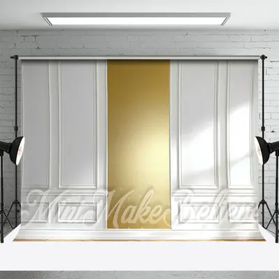 Light Luxury Gold White Wall Photography Backdrop - Aperturee