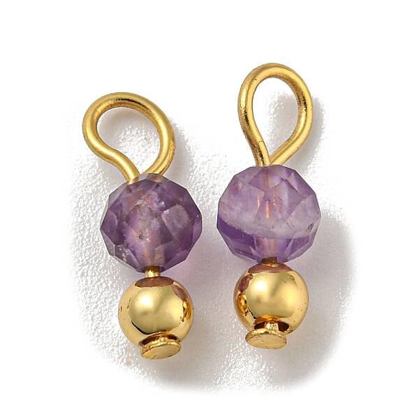 Natural Amethyst Faceted Round Charms