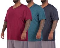 Real Essentials 3 Pack: Mens Big & Tall V-Neck Short-Sleeve Tech Stretch Dry-Fit T-Shirt (3X Tall-5X Tall)