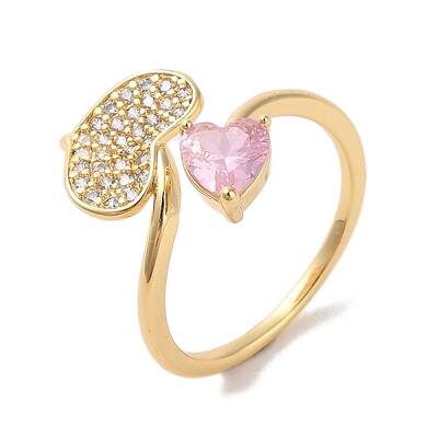 Brass Micro Pave Cubic Zirconia Open Cuff Rings