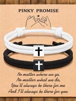 Cross Bead Decor Braided Rope Bracelet Set, Fashionable Couple Bracelet for Women & Men, Trendy All-match & Exquisite Jewelry...