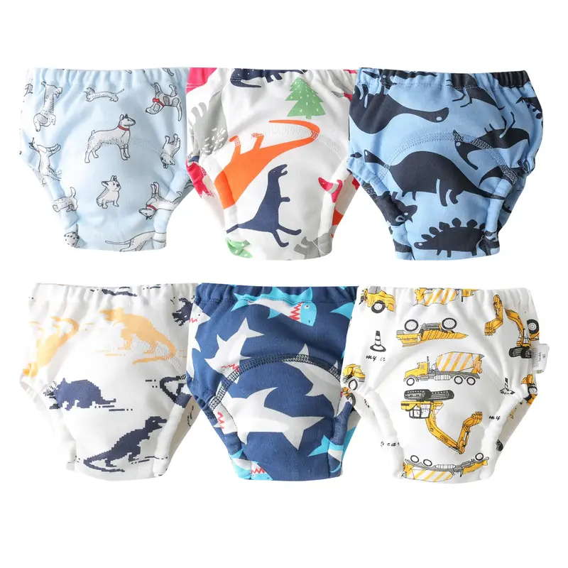 6-Pack Boys Training Underwear Cotton Waterproof Toddler Underpants Soft Potty Training Panties 6-Layers Breathable Children ...