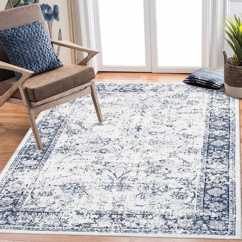 Garvee Area Rug 4x6 Rugs for Living Room Non Slip Washable Rug Low Pile Vintage Distressed Rug Stain Resistant Carpet Rug for...